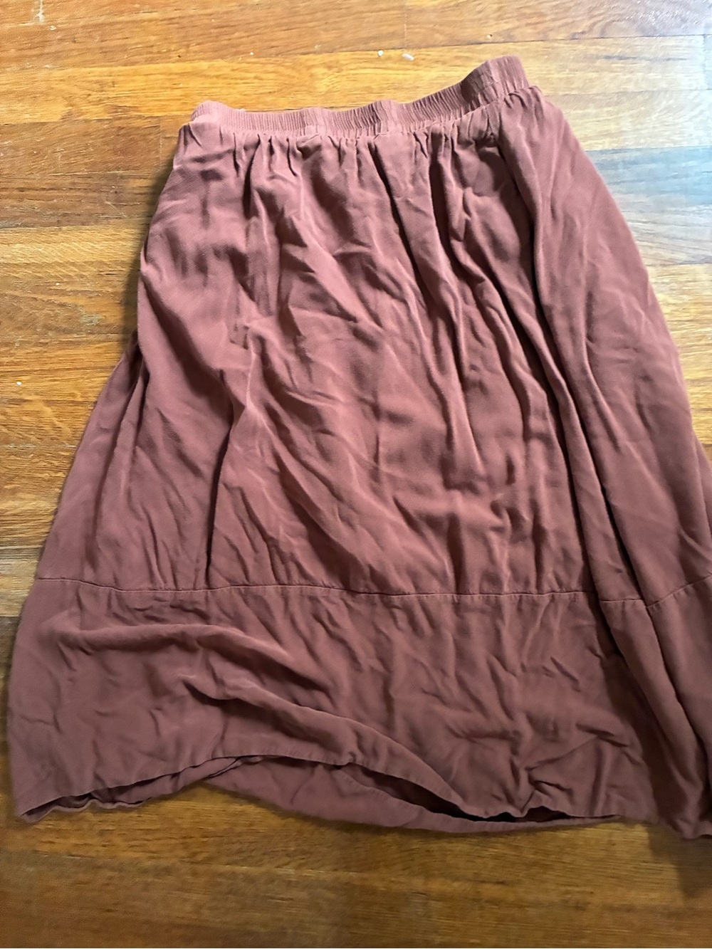Women's Rust Brown Gathered Midi Skirt